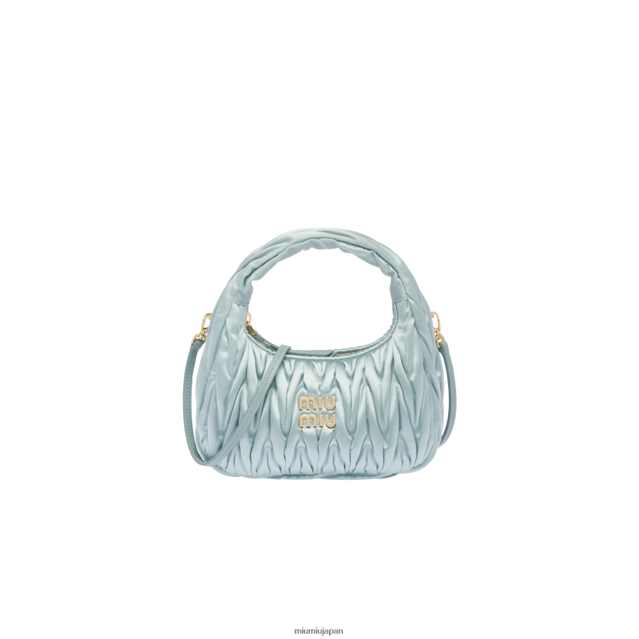 ワンダー マトラッセ サテン ミニ ホーボー バッグ Miu Miu 湖の青 コレクション D2466R10