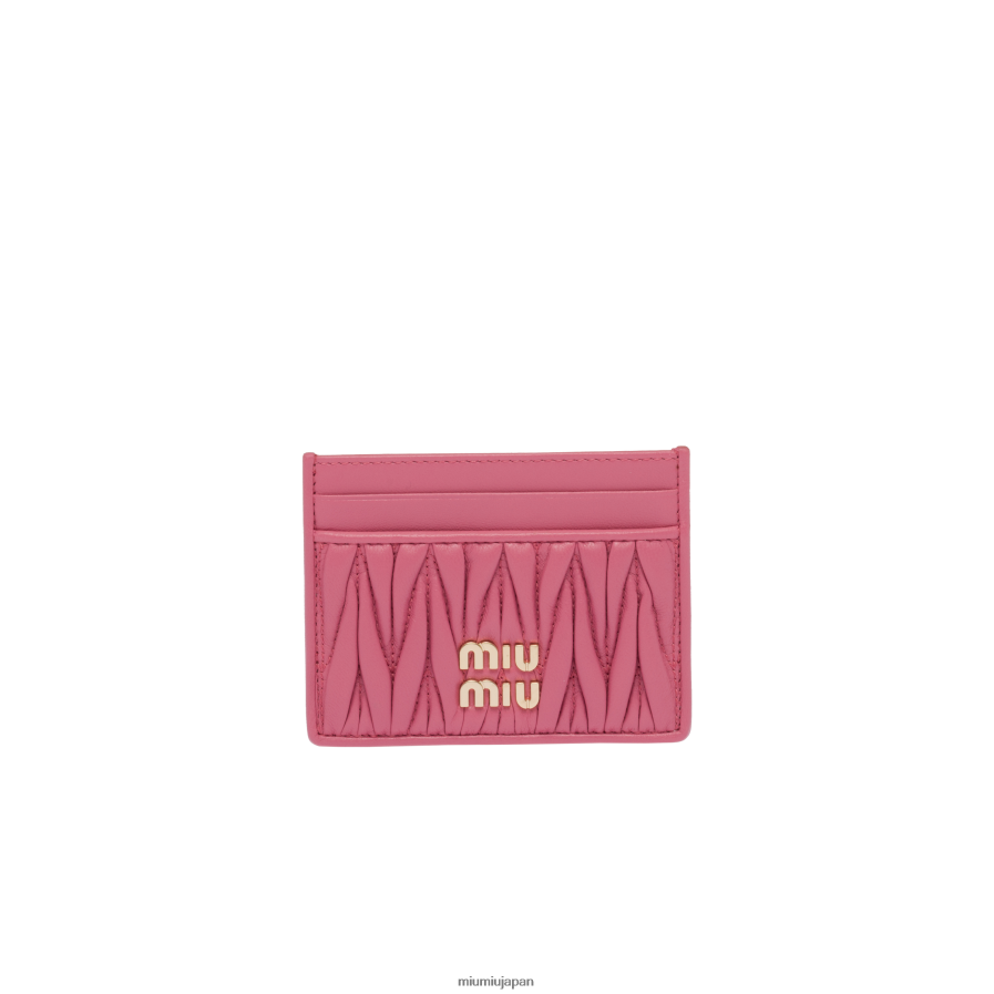 マトラッセ ナッパレザー カードホルダー Miu Miu ベゴニアピンク コレクション D2466R1041