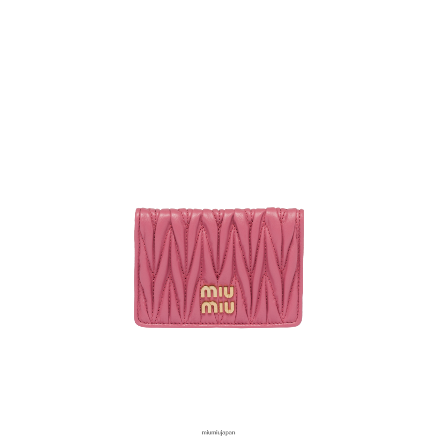 マトラッセ ナッパレザー カードホルダー Miu Miu ベゴニアピンク コレクション D2466R1044