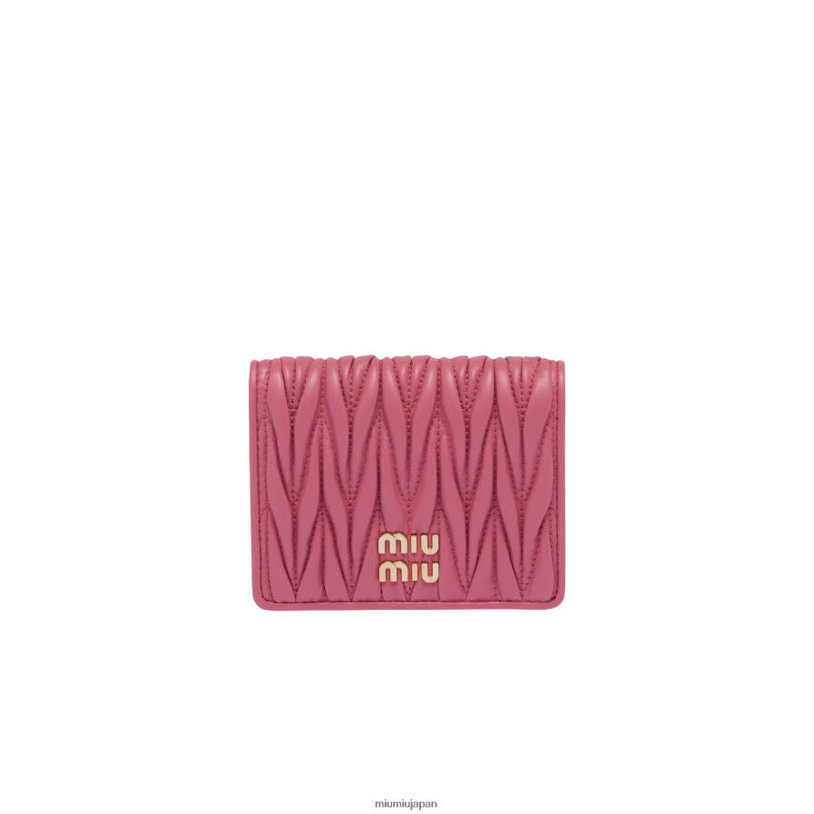 スモールマトラッセナッパレザーウォレット Miu Miu ベゴニアピンク コレクション D2466R1072