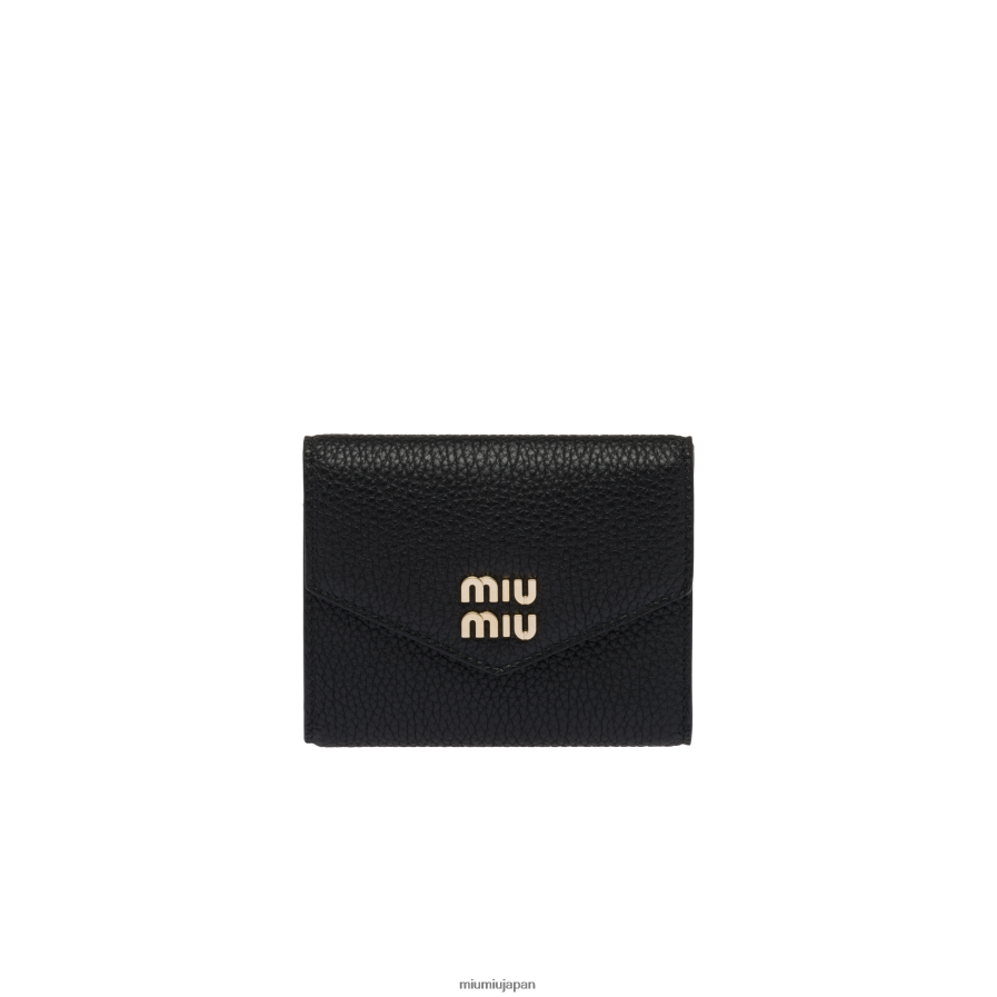 小さな革財布 Miu Miu 黒 コレクション D2466R1080