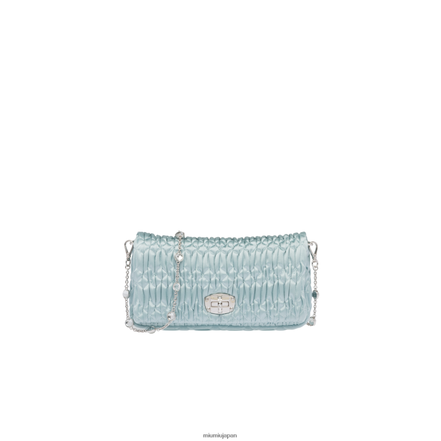 クリスタルサテンバッグ Miu Miu 湖の青 コレクション D2466R109