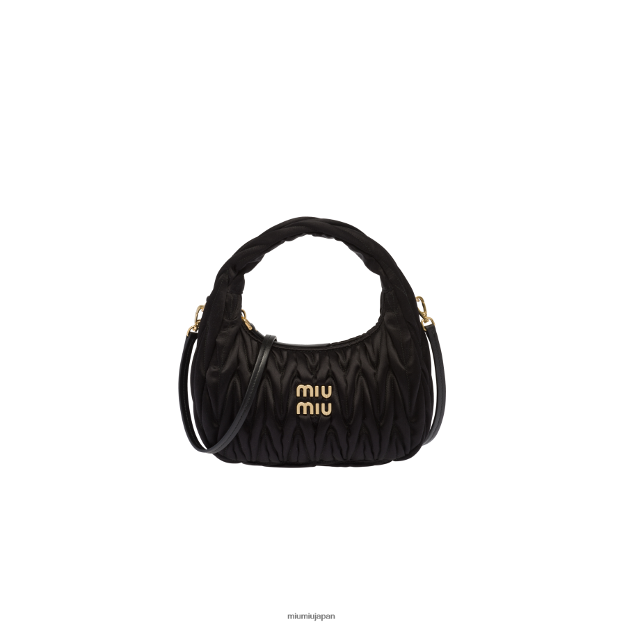 ワンダー マトラッセ サテン ミニ ホーボー バッグ Miu Miu 黒 コレクション D2466R11