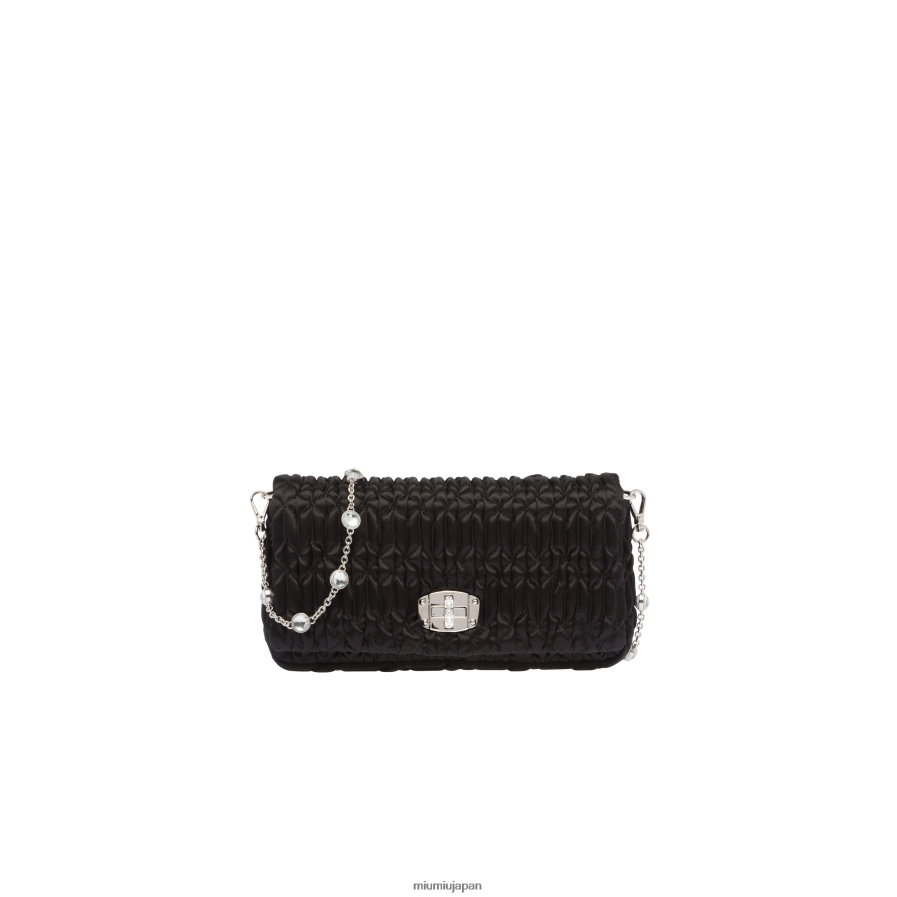 クリスタルサテンバッグ Miu Miu 黒 コレクション D2466R112
