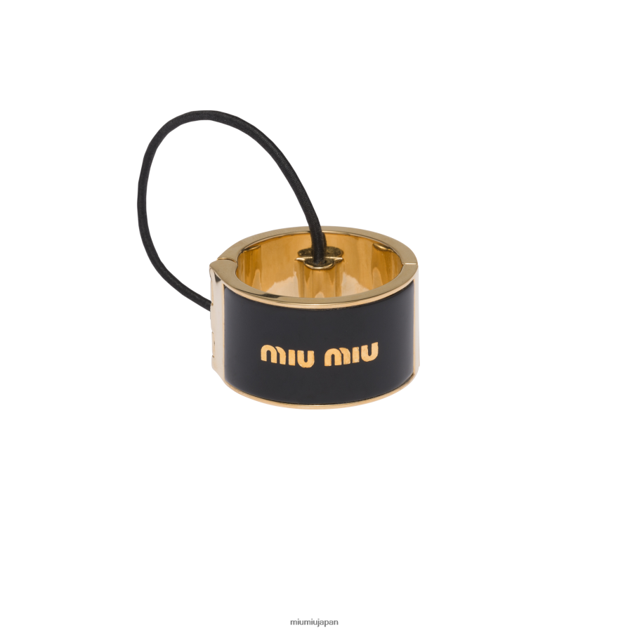 エナメルメタルのヘアクリップ Miu Miu 黒 アクセサリー D2466R1132