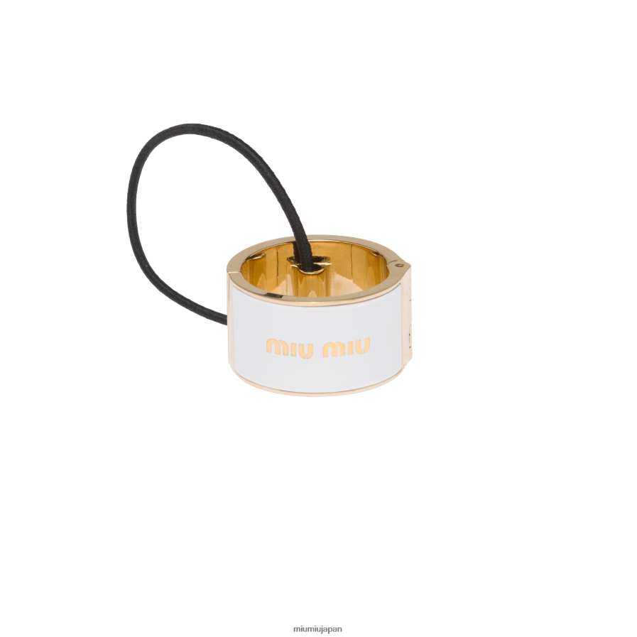 エナメルメタルのヘアクリップ Miu Miu 白 アクセサリー D2466R1133
