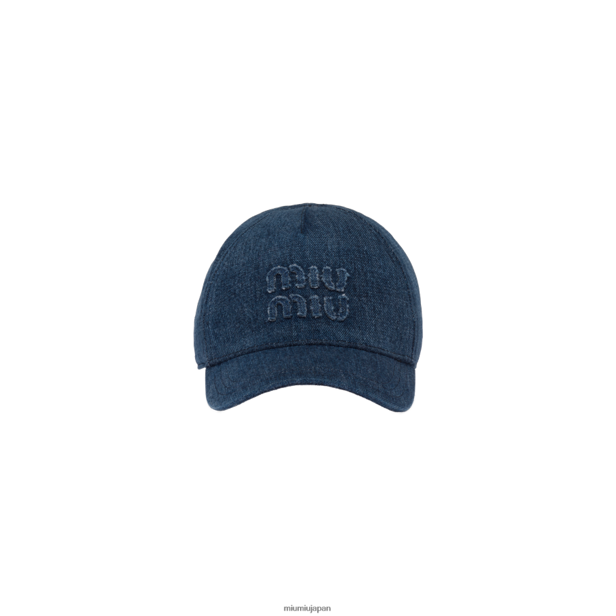 デニムベースボールキャップ Miu Miu 海軍 アクセサリー D2466R1220