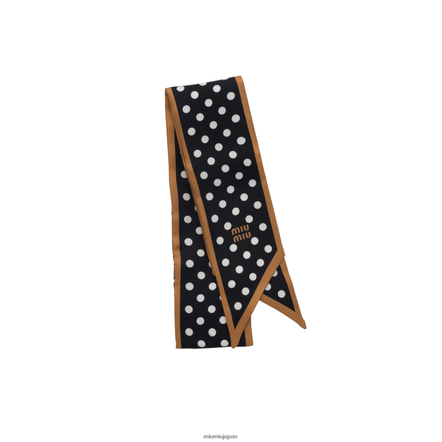 プリントツイルスカーフ Miu Miu ブラック/キャラメル アクセサリー D2466R1233