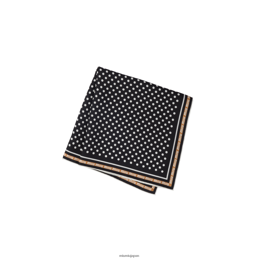 プリントツイルスカーフ Miu Miu ブラック/キャラメル アクセサリー D2466R1235
