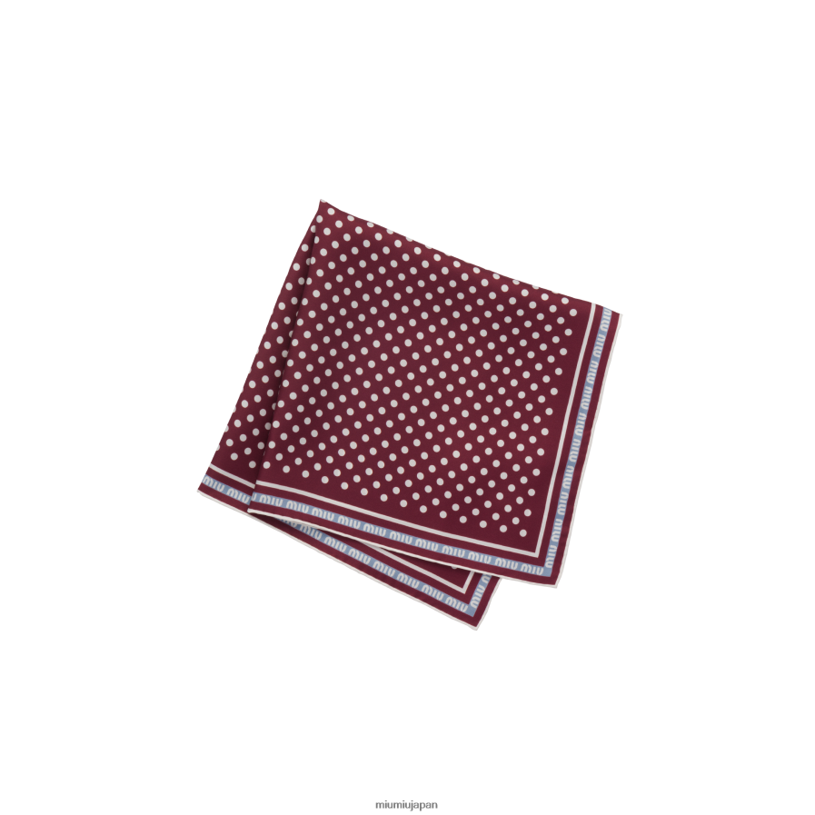 プリントツイルスカーフ Miu Miu アマランサスレッド/コーンフラワー アクセサリー D2466R1236