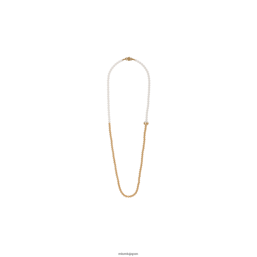 メタルとパールのネックレス Miu Miu ゴールド/クリーム 宝石 D2466R1366