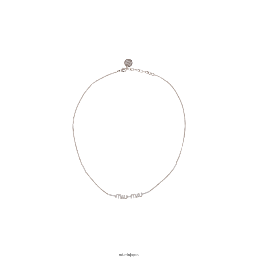 クリスタル付きメタルネックレス Miu Miu 鋼 宝石 D2466R1371