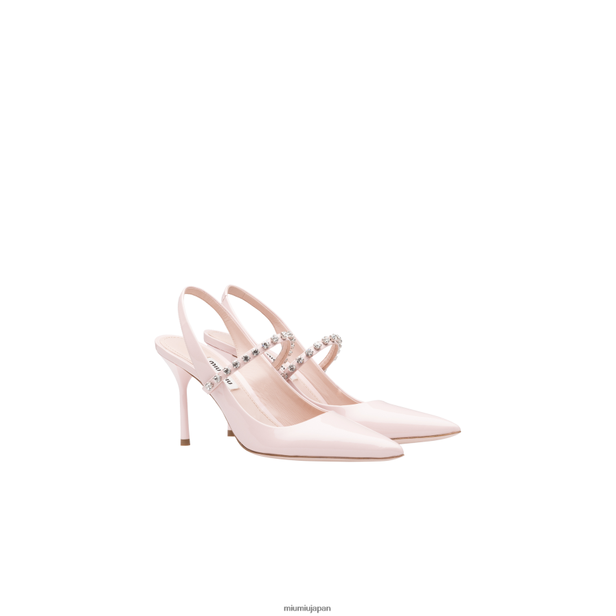 パテントレザー スリングバックパンプス Miu Miu 宝石 靴 D2466R204