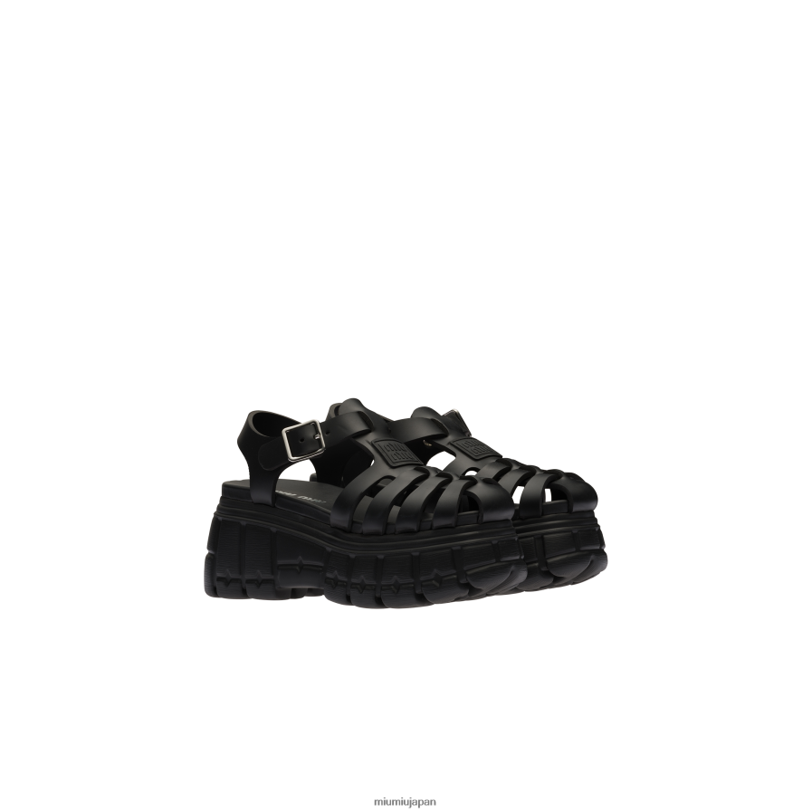 エヴァプラットフォームサンダル Miu Miu 黒 靴 D2466R251