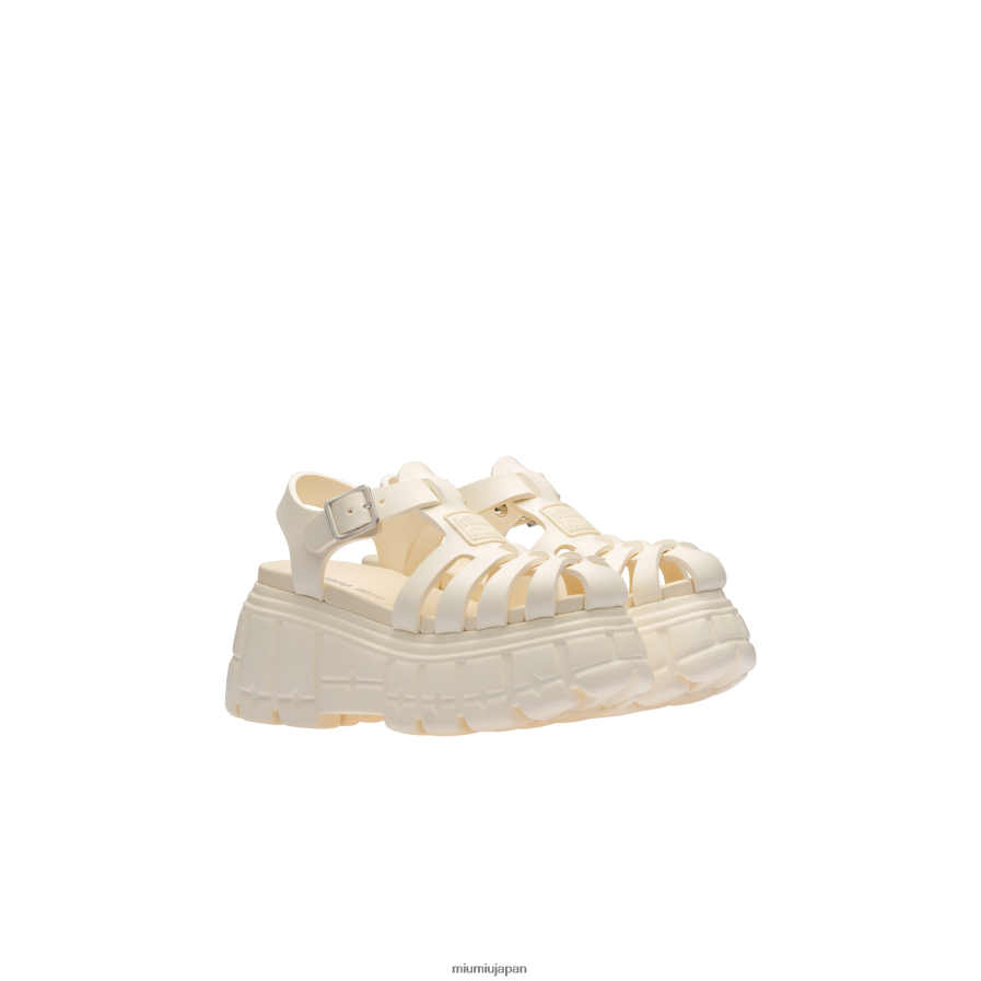 エヴァプラットフォームサンダル Miu Miu 象牙 靴 D2466R254