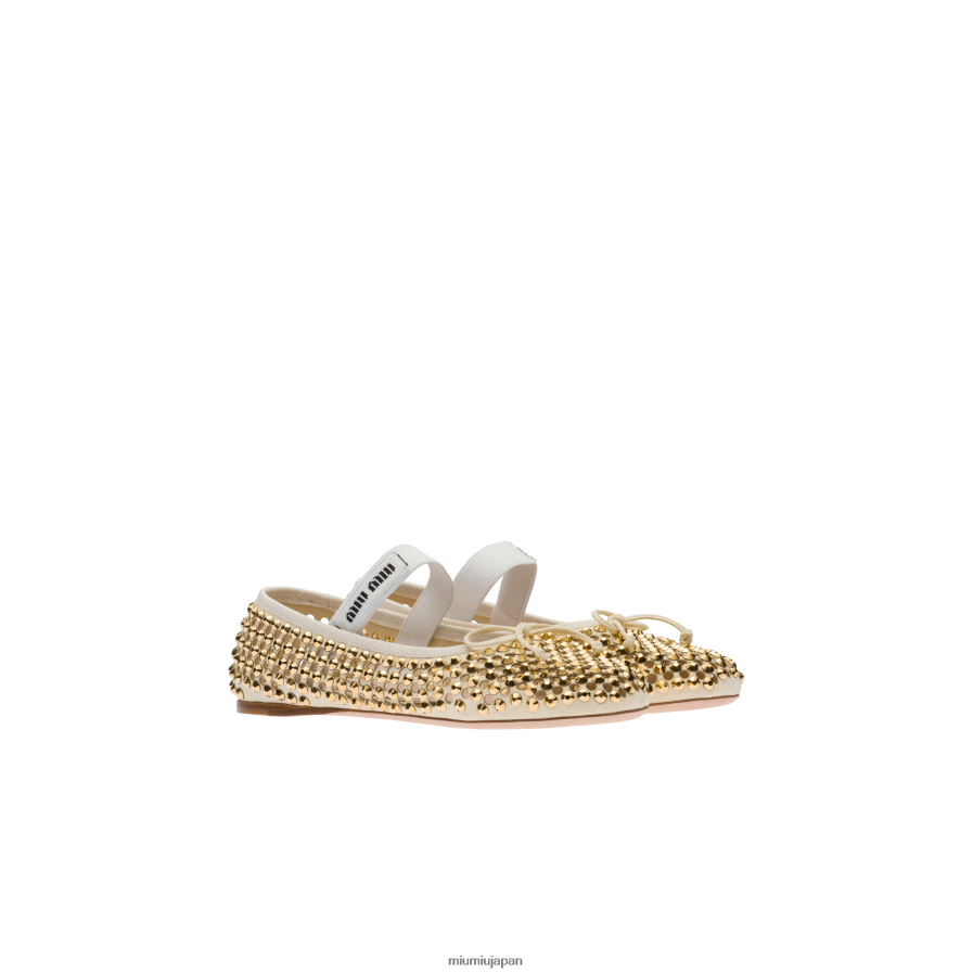 サテンバレリーナ Miu Miu サンドベージュ 靴 D2466R282