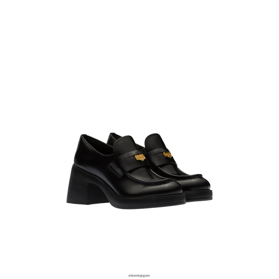 レザーペニーローファー Miu Miu 黒 靴 D2466R305
