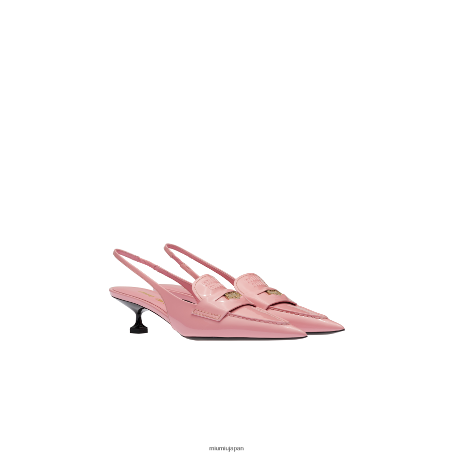 ヒール付きレザーペニーローファー Miu Miu ピンク 靴 D2466R319