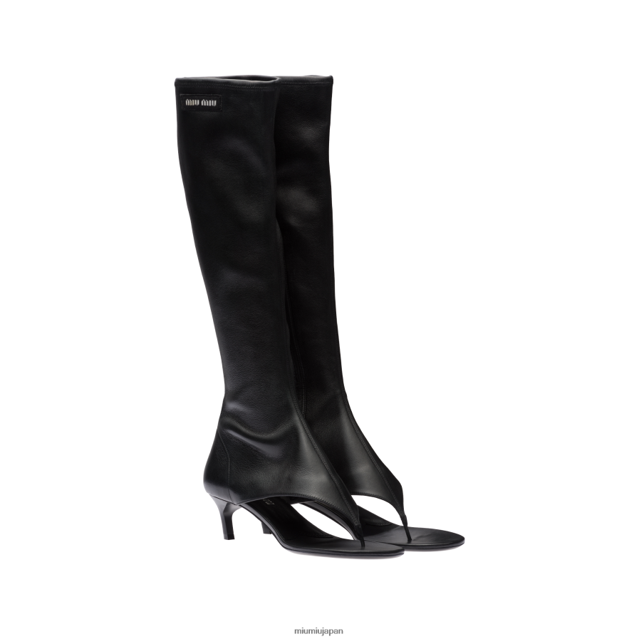 ストレッチナッパレザー トングブーツ Miu Miu 黒 靴 D2466R334