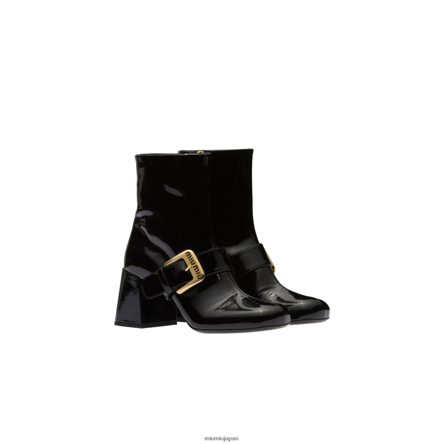 パテントレザーブーツ Miu Miu 黒 靴 D2466R341
