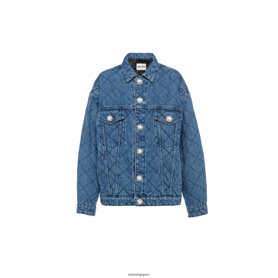 デニムブルゾン Miu Miu サファイアブルー 着用する準備ができて D2466R498