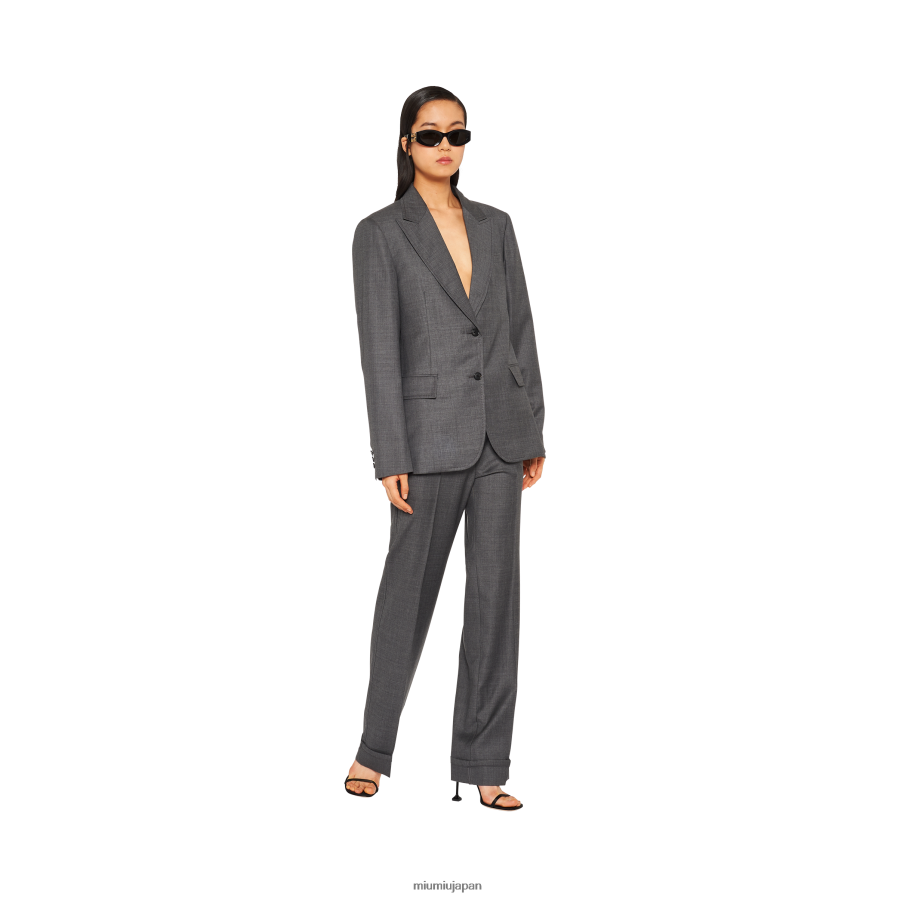 グリザイユ シングルジャケット Miu Miu スレートグレー 着用する準備ができて D2466R502