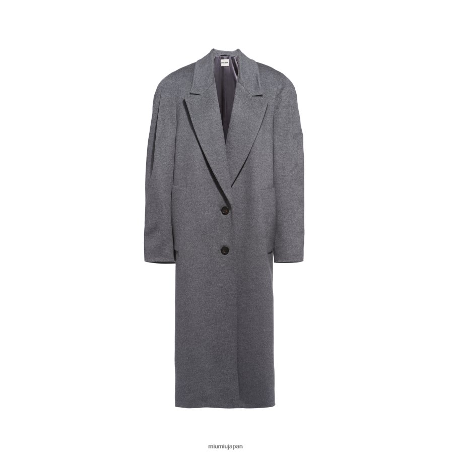シングルブレスト ベロアコート Miu Miu グレー 着用する準備ができて D2466R509
