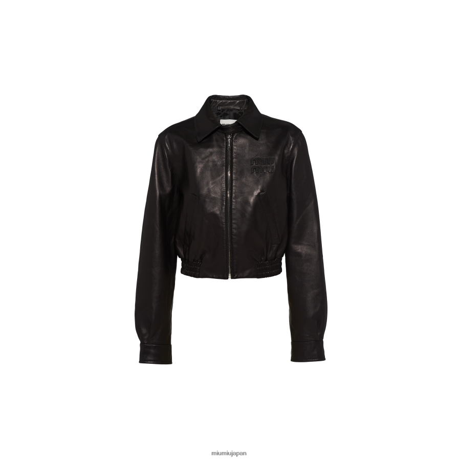 ナッパレザージャケット Miu Miu 黒 着用する準備ができて D2466R537