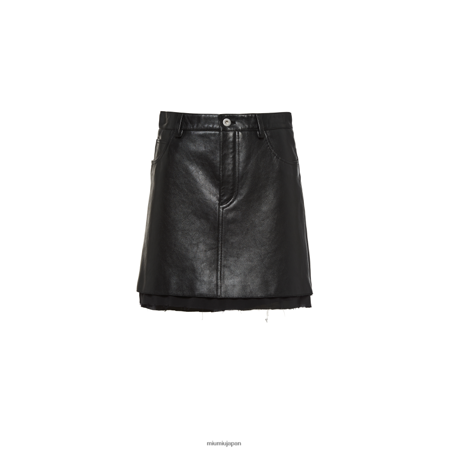 ナッパレザー ミニスカート Miu Miu 黒 着用する準備ができて D2466R564