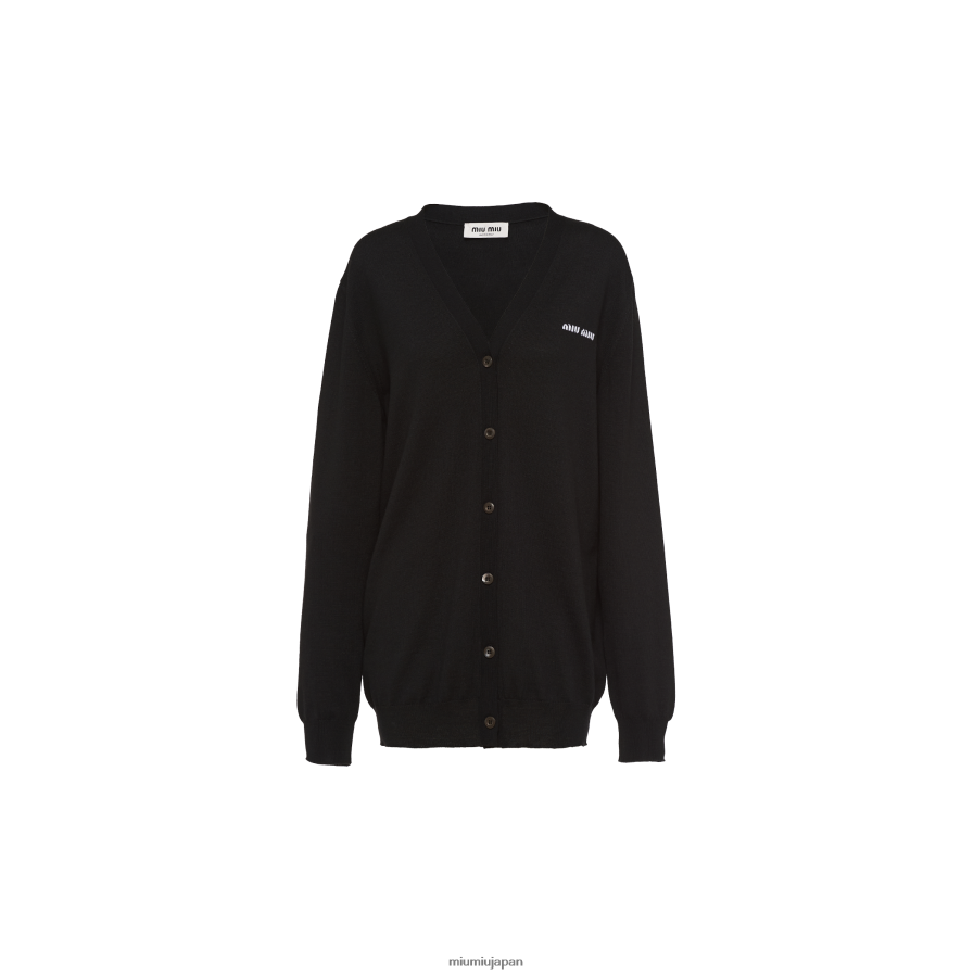 ウールニットカーディガン Miu Miu 黒 着用する準備ができて D2466R735