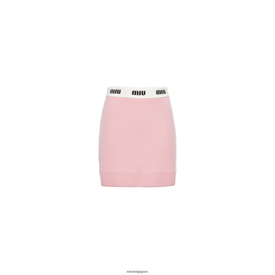 カシミアスカート Miu Miu ホワイト/アラバスターピンク 着用する準備ができて D2466R749