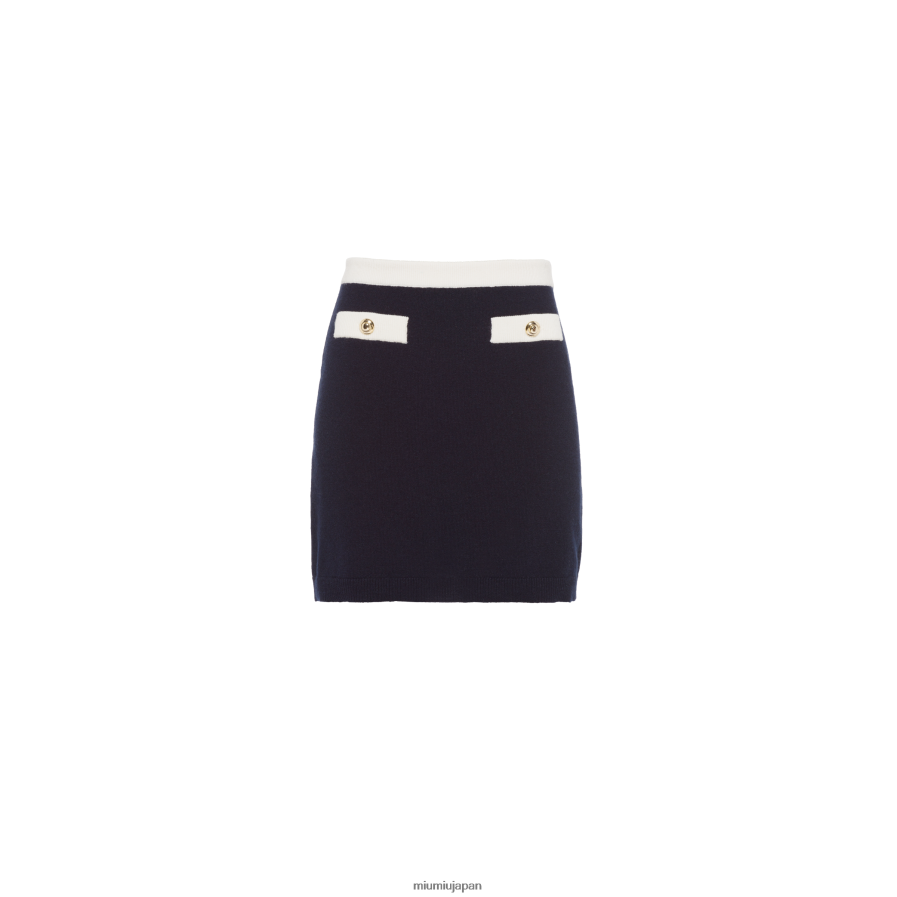 カシミアミニスカート Miu Miu 海軍 着用する準備ができて D2466R785