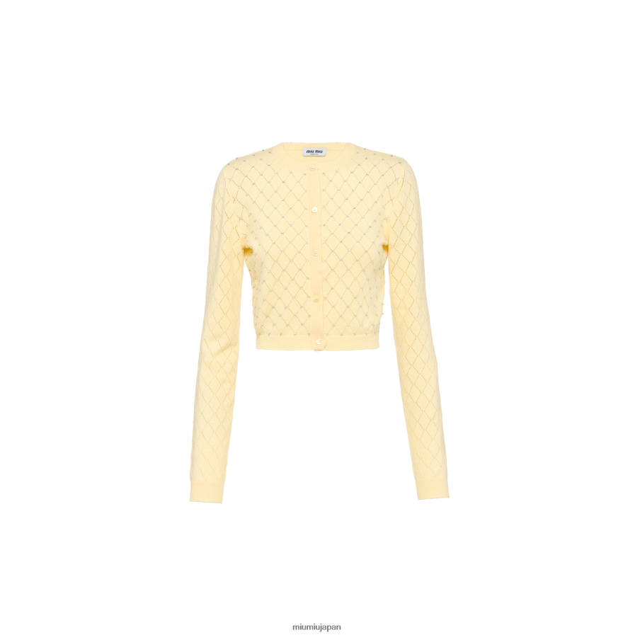 カシミアカーディガン Miu Miu クリーム 着用する準備ができて D2466R814