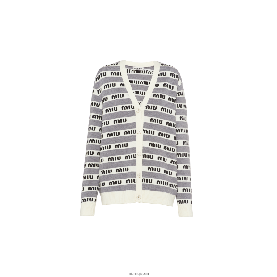ウールカーディガン Miu Miu グレー 着用する準備ができて D2466R816