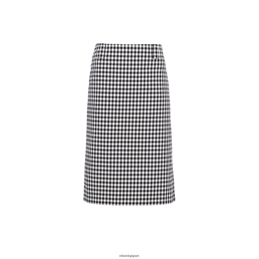 ギンガムチェックスカート Miu Miu 白黒 着用する準備ができて D2466R863