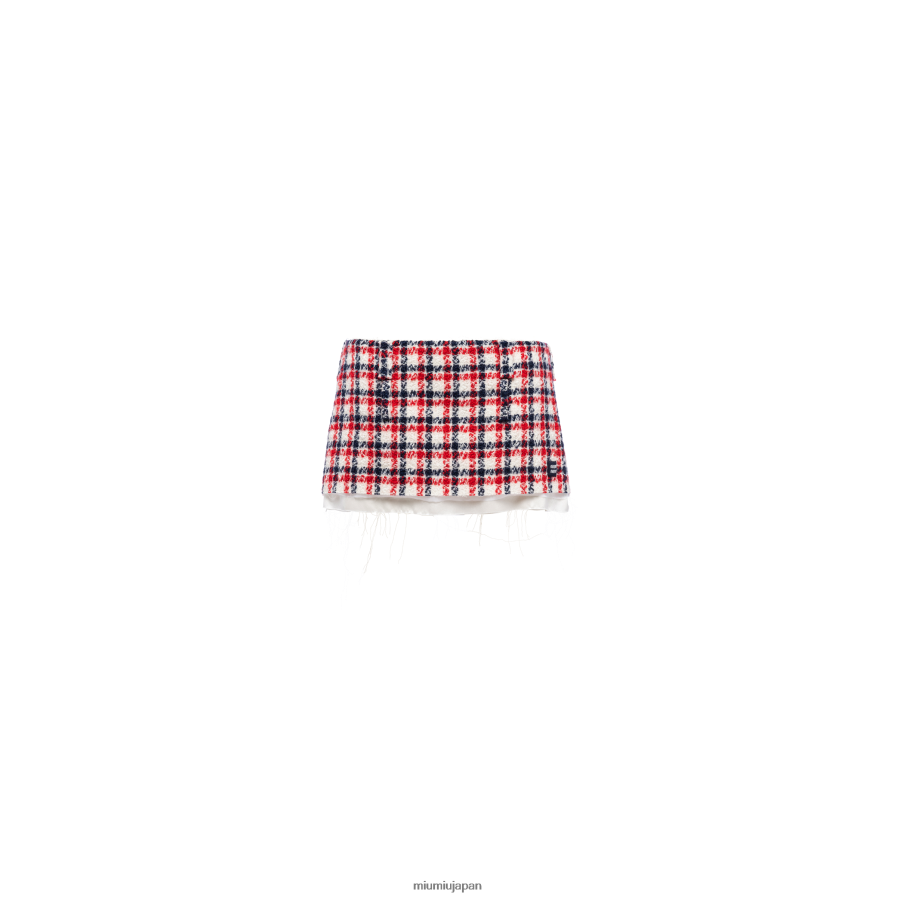 チェックツイードミニスカート Miu Miu 赤、白 着用する準備ができて D2466R901