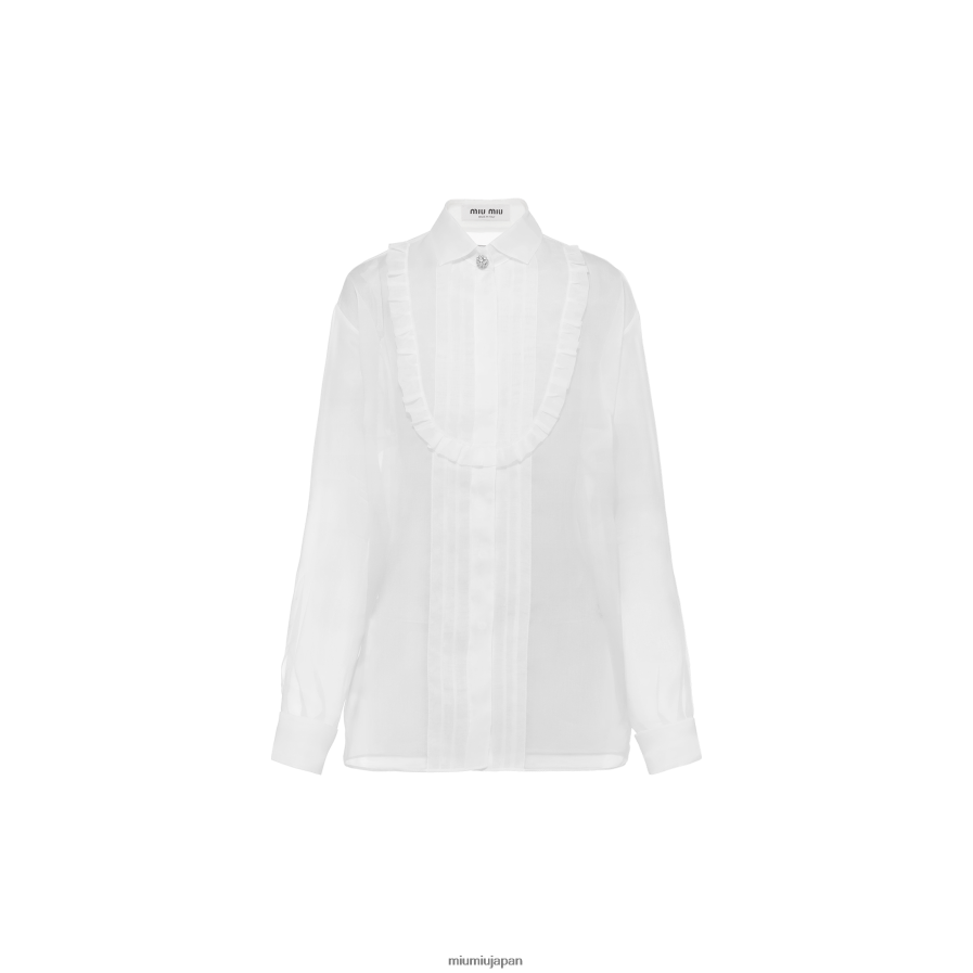 オーガンジーシャツ Miu Miu 白 着用する準備ができて D2466R625
