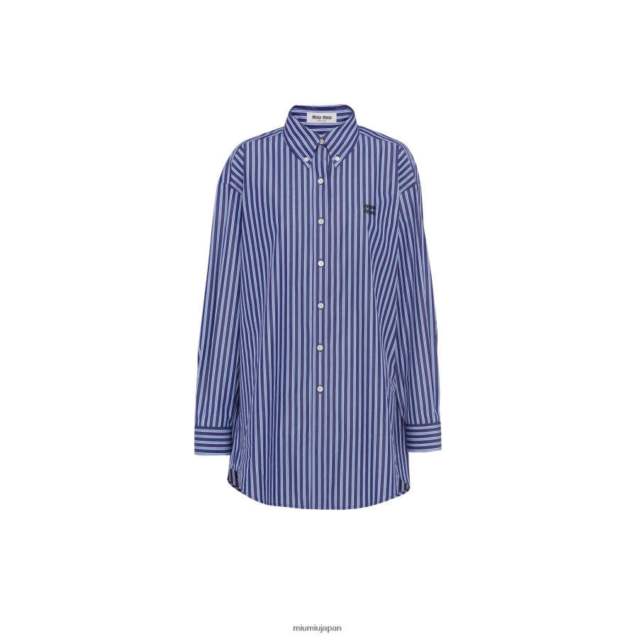 オーバーサイズ ポプリン シャツ Miu Miu 海軍 着用する準備ができて D2466R640